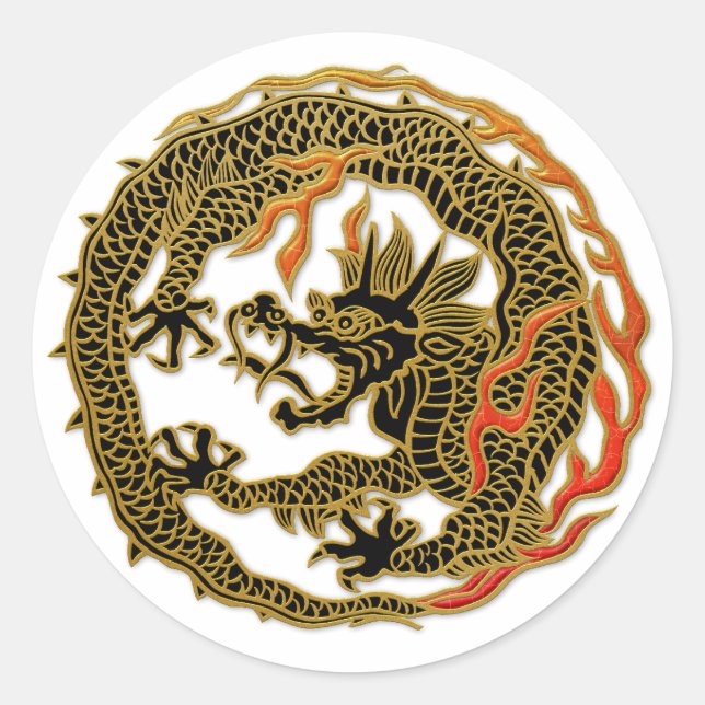Adesivo Emblema do Dragão da Chama Dourada (Frente)