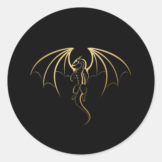 Adesivo Emblema do dragão lendário do Ouro metálico (Frente)