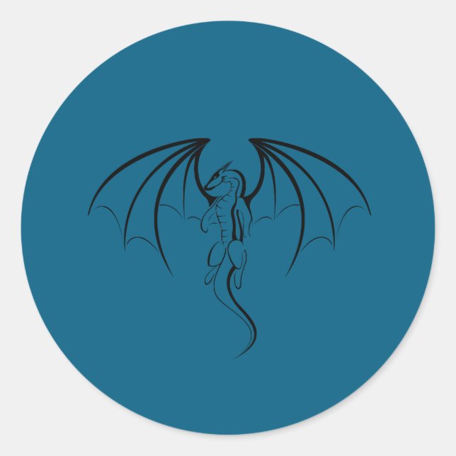 Adesivo Emblema do Dragão Silhout da Fantasia Negra (Frente)