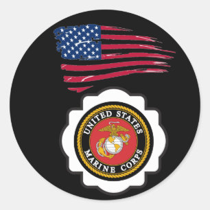 Adesivo Emblema do USMC com a bandeira dos E.U.