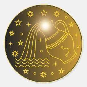 Adesivo Emblema do Zodíaco Aquário Símbolo Celestial Min