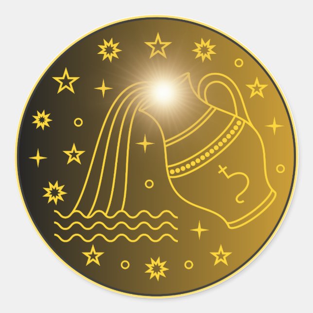 Adesivo Emblema do Zodíaco Aquário | Símbolo Celestial Min (Frente)