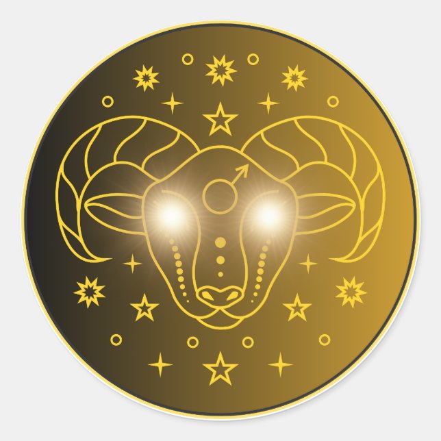 Adesivo Emblema do Zodíaco de Áries | Símbolo Celestial Mi (Frente)