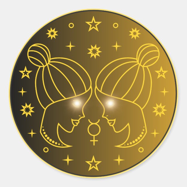 Adesivo Emblema do Zodíaco de Gêmeos | Símbolo Celestial M (Frente)