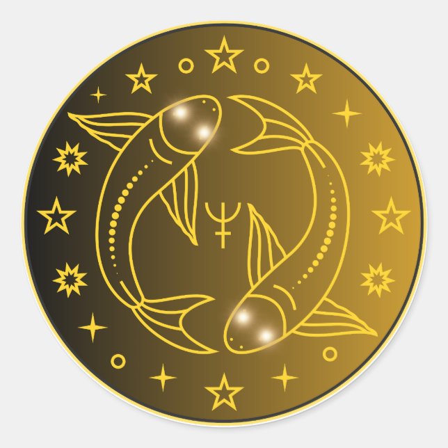 Adesivo Emblema do Zodíaco de Peixes | Símbolo Celestial M (Frente)