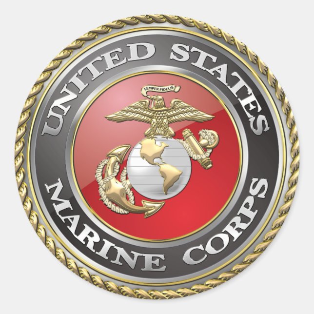 Adesivo Emblema e uniforme do USMC [3D] (Frente)