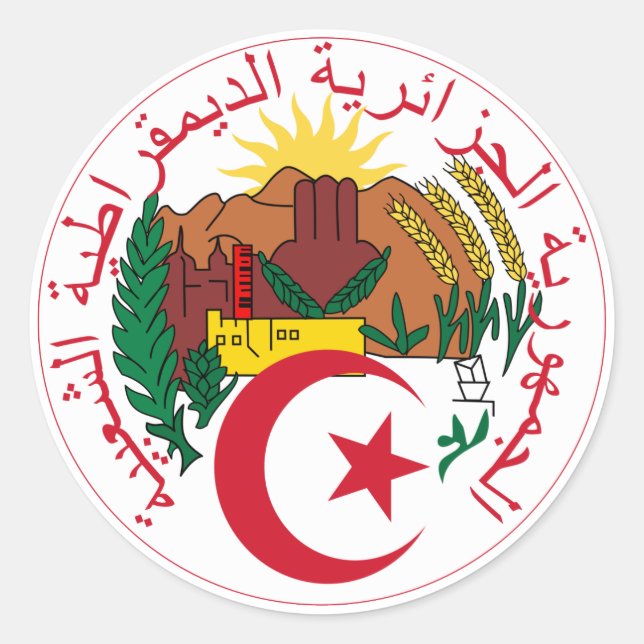 Adesivo Emblema nacional da Argélia (Frente)