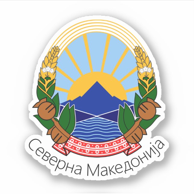 Adesivo Emblema Nacional da Macedônia do Norte (Frente)