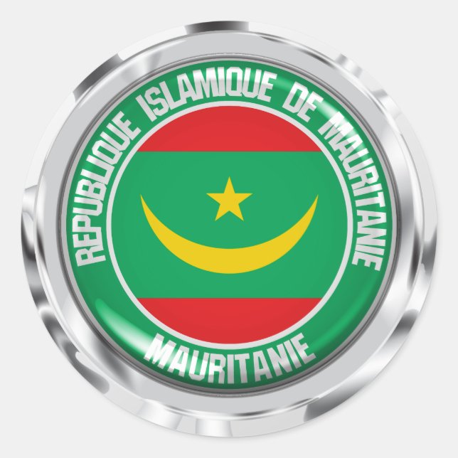 Adesivo Emblema Redondo da Mauritânia (Frente)