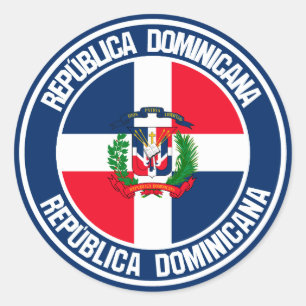Adesivo Emblema redondo da República Dominicana