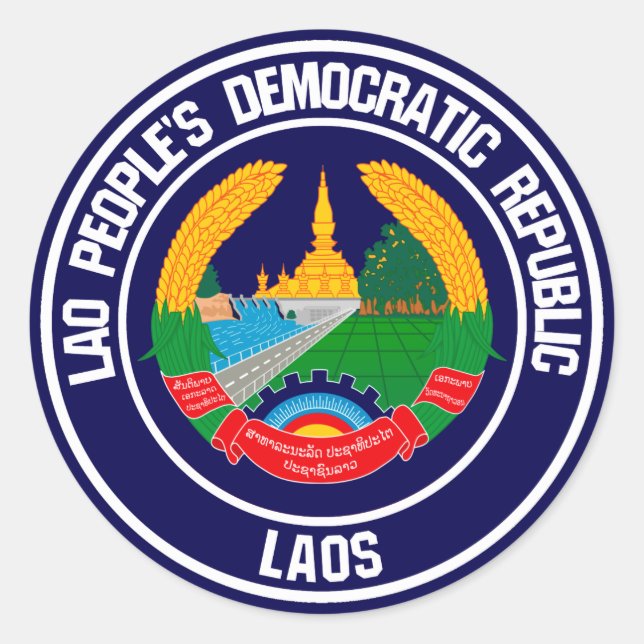 Adesivo Emblema redondo de Laos (Frente)