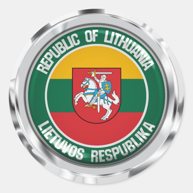 Adesivo Emblema redondo de Lithuania (Frente)