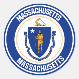 Adesivo Emblema redondo de Massachusetts