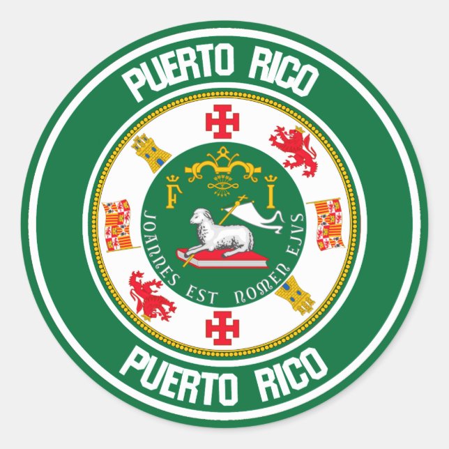 Adesivo Emblema redondo de Puerto Rico (Frente)