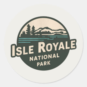 Adesivo Emblema Retro do Parque Nacional de Isle Royale