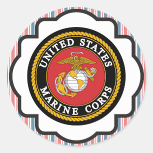 Adesivo Emblema USMC com faixas vermelhas, brancas e azuis