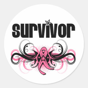 Adesivo Emblema voado Grunge do sobrevivente do cancro da 