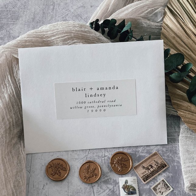 Adesivo EMELIA Rústica Rótulos de Endereço de Convidado pa (EMELIA Rustic Simple Wedding Guest Address Labels)