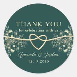 Adesivo Emerald Dourado Wedding Obrigado