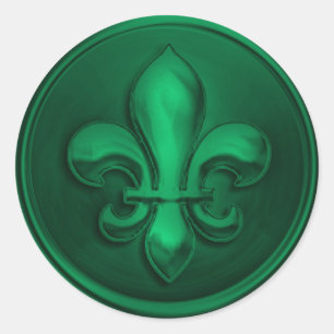 Adesivo Emerald Fleur de Lis Envelope Seal Embossed Look