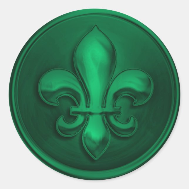 Adesivo Emerald Fleur de Lis Envelope Seal Embossed Look (Frente)