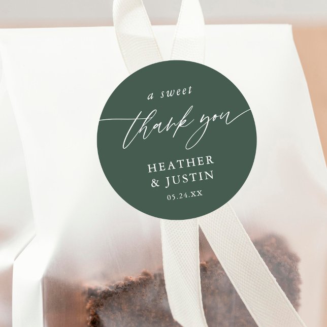 Adesivo Emerald Green A Sweet Obrigado Favor De Casamento (Criador carregado)