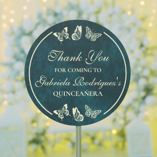 Adesivo Emerald Green Dourada Butterflies 15 Quinceañera