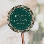 Adesivo Emerald Green e Rosa Dourado Obrigado<br><div class="desc">Estes Emerald Green e Rosa Dourado Obrigado Stickers são uma forma excelente de adicionar um pouco mais de personalização ao seu grande dia. Os detalhes florais e a ousada paleta de cores esmeraldas são elegantes e perfeitos para uma celebração romântica. Estes adesivos serão excelentes para casamentos, chás de casamento, aniversários...</div>