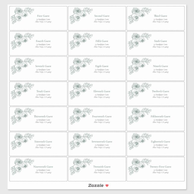 Adesivo Emerald Green Floral Line Art Guest (Folha)
