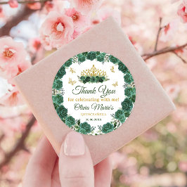 Adesivo Emerald Green Floral Tiara Butterfly Quinceanera