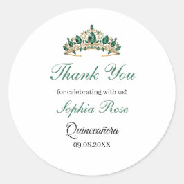 Adesivo Emerald Green Gold Tiara Quinceañera Sticker
