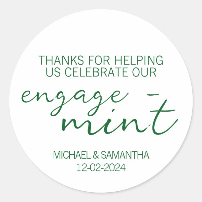 Adesivo Emerald Green Mint Engagement Thank You (Frente)