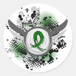 Adesivo Emerald Green Ribbon E Câncer de figado De Asas