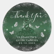 Emerald Green Silver Gown Quinceañera Obrigado