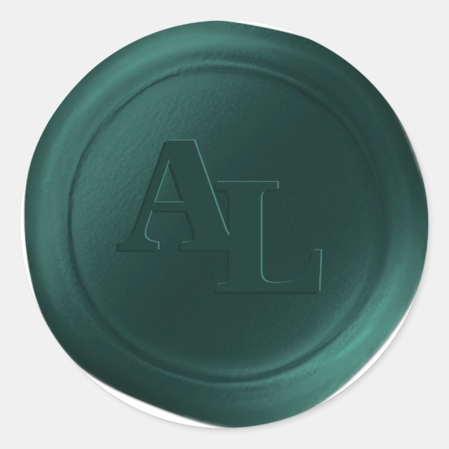 Adesivo Emerald Green Wax Seal Monogramas Stickers (Frente)