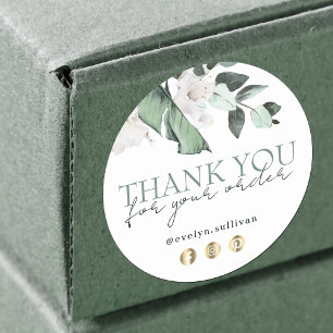 Adesivo emerald greenere flores brancas obrigado seu adesi