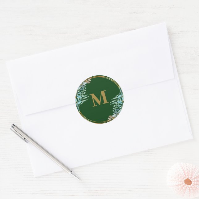 Adesivo Emerald Greenery | Selagens de envelopes de monogr (Envelope)