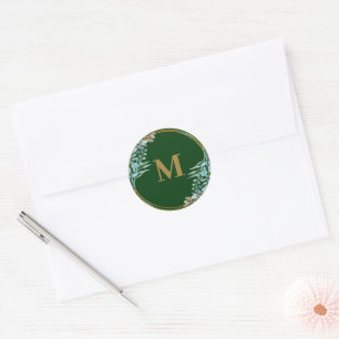 Adesivo Emerald Greenery   Selagens de envelopes de monogr