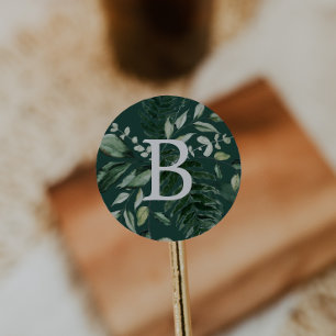 Adesivo Emerald Greenery Selos de Envelope Verde Monogram