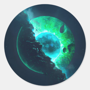 Adesivo Emerald Lunar Core Cracking Aberto DALL-E Arte AI
