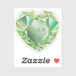 Adesivo Emerald Watercolor Heart 55º Aniversário de Casame