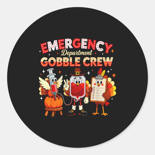 Adesivo Emergency Department Gobble Crew Thanksgiving Nurs (Frente)