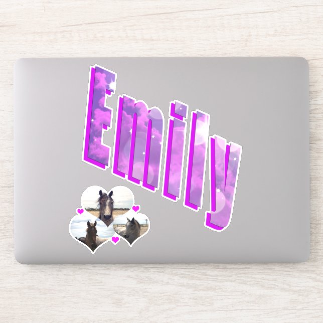 Adesivo Emily Name Com Cavalos, (Computador)