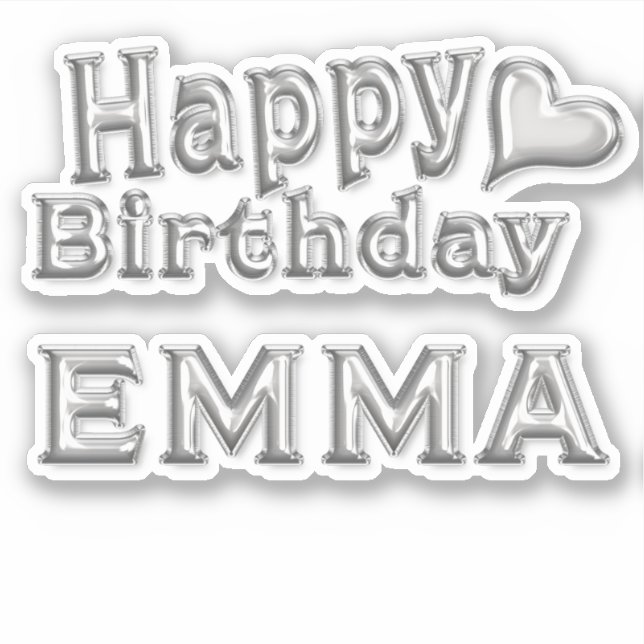 Adesivo Emma Happy Birthday silver Aufkleber Sticker (Frente)