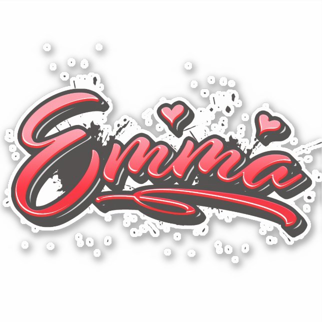 Adesivo Emma red Heart Graffiti Aufkleber Sticker (Frente)