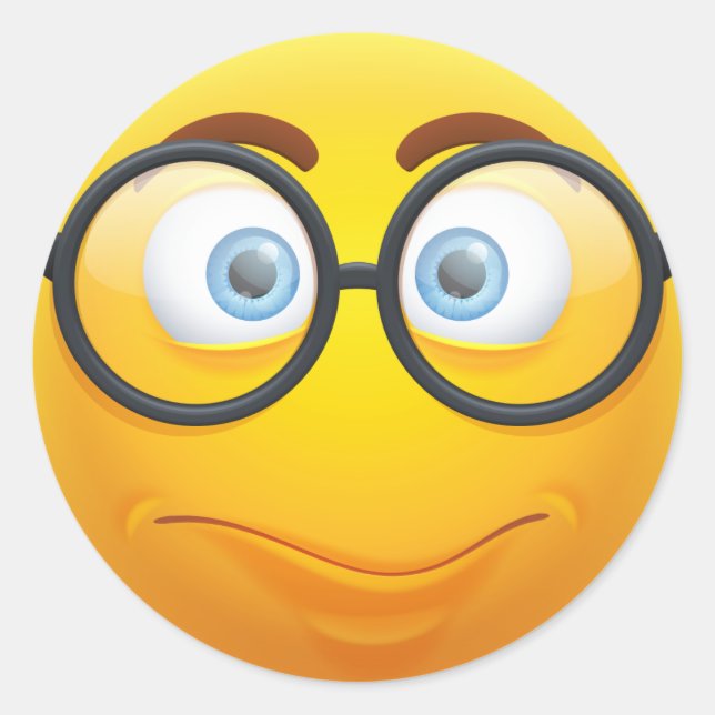 Adesivo Emoji Amarelo 3D indiferente com óculos (Frente)