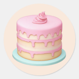 Adesivo Emoji Bolo Rosa Gelado Gelado