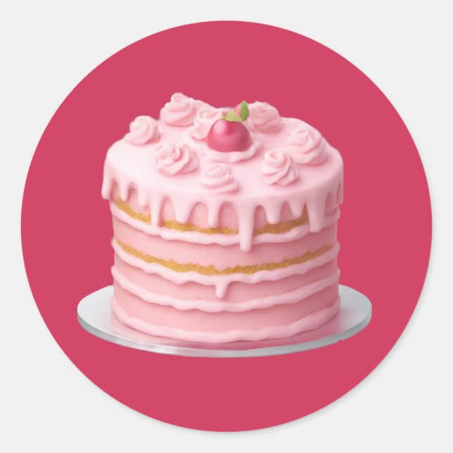 Adesivo Emoji De Bolo De Discagem Em Camada Rosa (Frente)