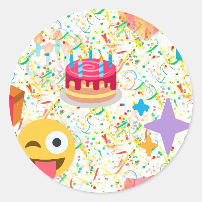 Adesivo emoji de feliz aniversário (Frente)
