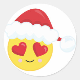 Adesivo Emoji de Papai Noel com Olhos de Coração Natal
